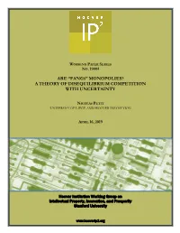 Monopolies? a Theory of Disequilibrium Competition with Uncertainty