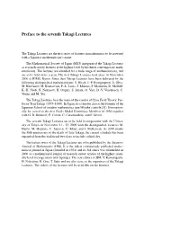 Preface to the Seventh Takagi Lectures