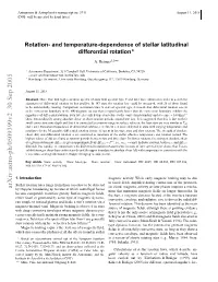 Rotation-And Temperature-Dependence of Stellar