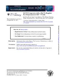 T Cells + IL-4 Expression in CD4 KLF13 Cooperates with C-Maf to Regulate