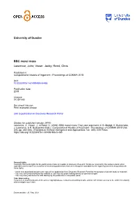 University of Dundee BBC Moral Maze Lawrence, John; Visser, Jacky