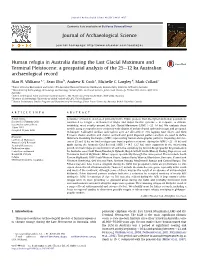 Human Refugia in Australia During the Last Glacial Maximum and Terminal Pleistocene: a Geospatial Analysis of the 25E12 Ka Australian Archaeological Record