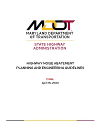 MDOT SHA Sound Barrier Policy