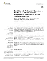 Preliminary Evidence of the N170 As a Biomarker of Response to Treatment in Autism Spectrum Disorder