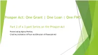 Prosper Act: Return to Title IV