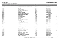 Shelf List Cosmopolis School Call Numbers from 'Fiction' to 'Fiction'