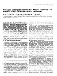 CNS Myelin and Oligodendrocytes of the Xenopus Spinal Cord-But Not Optic Nerve- Are Nonpermissive for Axon Growth