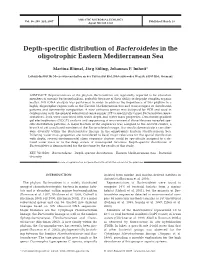 Depth-Specific Distribution of Bacteroidetes in the Oligotrophic Eastern Mediterranean Sea