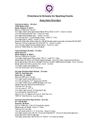 Directions to Schools for Sporting Events