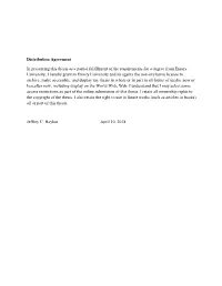 Distribution Agreement in Presenting This Thesis As a Partial Fulfillment Of