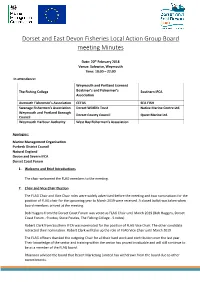Dorset and East Devon Fisheries Local Action Group Board Meeting Minutes