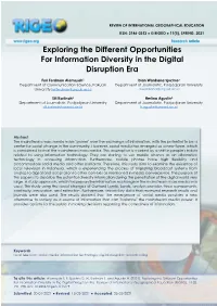 Exploring the Different Opportunities for Information Diversity in the Digital Disruption Era