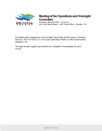 Meeting of the Operations and Oversight Committee Thursday, March 9, 2017 • 10:00 A.M