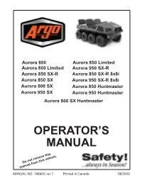 OPERATOR's MANUAL Your Argo Dealer Will Perform Regular Maintenance and Lu- Brication for a Reasonable Service Charge