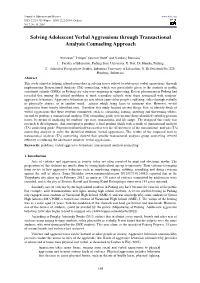 Solving Adolescent Verbal Aggressions Through Transactional Analysis Counseling Approach
