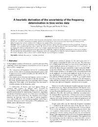 A Heuristic Derivation of the Uncertainty of the Frequency Determination in Time Series Data