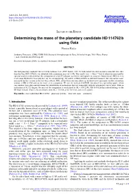 Determining the Mass of the Planetary Candidate HD 114762 B Using Gaia Flavien Kiefer