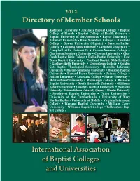 Directory of Member Schools International Association of Baptist Colleges and Universities