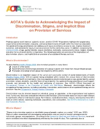 Guide to Acknowledging the Impact of Discrimination, Stigma, and Implicit Bias on Provision of Services