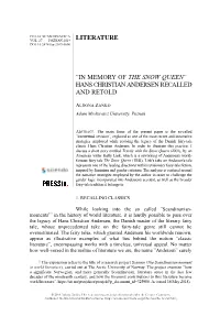 Literature ”In Memory of the Snow Queen” – Hans Christian Andersen