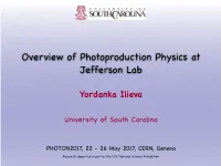 Overview of Photoproduction Physics at Jefferson Lab