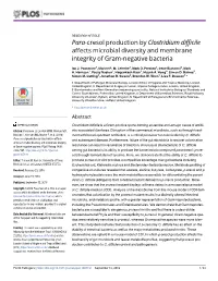 Para-Cresol Production by Clostridium Difficile Affects Microbial Diversity and Membrane Integrity of Gram-Negative Bacteria