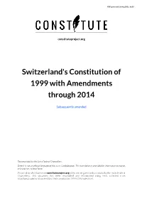 Switzerland's Constitution of 1999 with Amendments Through 2014