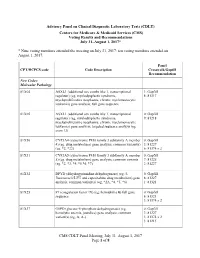 Advisory Panel on Clinical Diagnostic Laboratory Tests