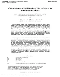 Co-Optimization of Mid Lift to Drag Vehicle Concepts for Mars Atmospheric Entry