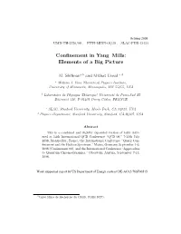 Confinement in Yang{Mills: Elements of a Big Picture