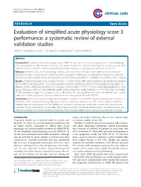Evaluation of Simplified Acute Physiology Score 3 Performance
