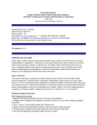 Fundamentals of Public Health Nutrition (3 Credit Hours) Fall: 2018 Delivery Format: E-Learning in Canvas