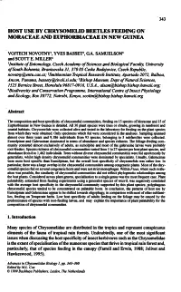 Host Use by Chrysomelid Beetles Feeding on Moraceae and Euphorbiaceae in New Guinea