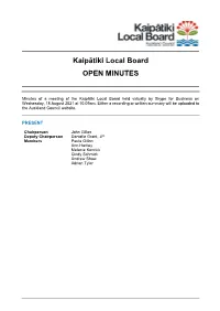 Minutes of Kaipātiki Local Board