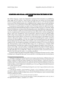 Olympichos and Mylasa: a New Inscription from the Temple of Zeus Osogō?*