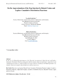 On the Approximation of the Step Function by Raised-Cosine and Laplace Cumulative Distribution Functions