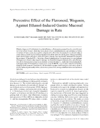 Preventive Effect of the Flavonoid, Wogonin, Against Ethanol-Induced Gastric Mucosal Damage in Rats