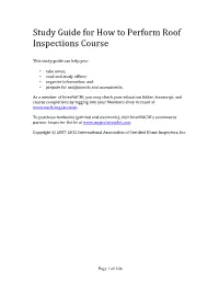 Study Guide for How to Perform Roof Inspections Course