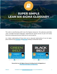 Super Simple Lean Six Sigma Glossary
