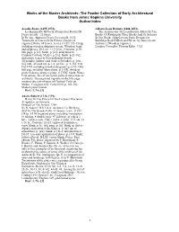 The Fowler Collection of Early Architectural Books from Johns Hopkins University Author Index
