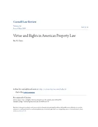 Virtue and Rights in American Property Law Eric R