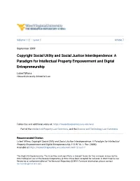 Copyright Social Utility and Social Justice Interdependence: a Paradigm for Intellectual Property Empowerment and Digital Entrepreneurship