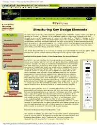 Gamasutra - Features - "Structuring Key Design Elements" [04.11.03]