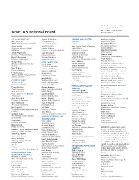 GENETICS Editorial Board Executive Editor
