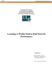 Learning to Predict End-To-End Network Performance