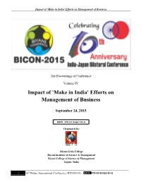 'Make in India' Efforts on Management of Business