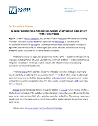 Mouser Electronics Announces Global Distribution Agreement with Tinkerforge