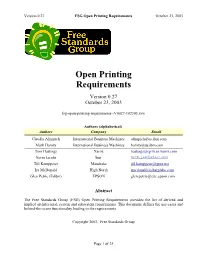 Open Printing Requirements October 23, 2003
