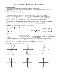 U3SN2: Exploring Cubic Functions & Power Functions