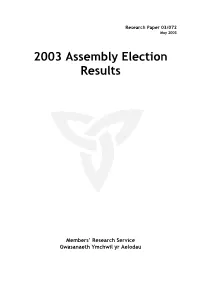 2003 Assembly Election Results